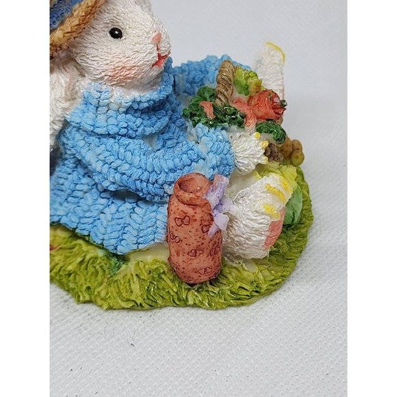 2 Easter Bunny Multicolored Porcelain Rabbit Home Decor Shelf Sitter - Picture 8 of 16